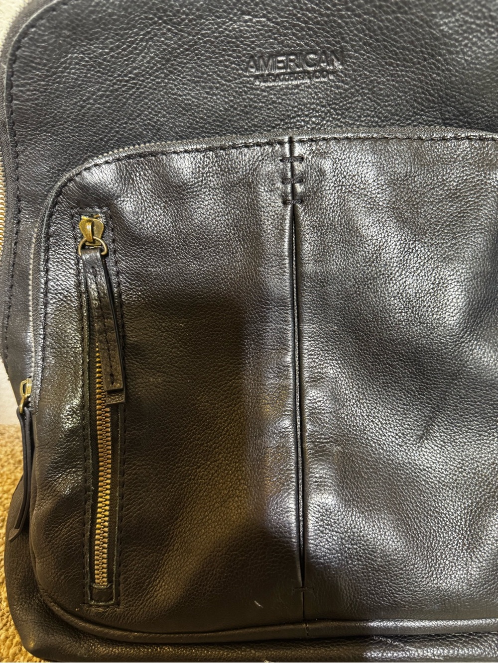 AMERICAN Leather Black Women's Leather Backpack - Front Zip Pocket